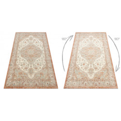 Dywan SOHO 477.01.LA112 wełniany OSTA - Ornament, rozeta naturalny terakota / beż 135x200cm