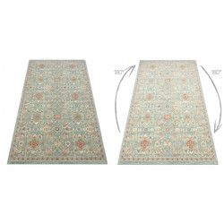 Dywan SOHO 477.07.LA400 wełniany OSTA - Kwiaty, ramka naturalny zielony / niebieski 160x240cm