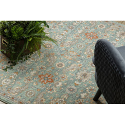 Dywan SOHO 477.07.LA400 wełniany OSTA - Kwiaty, ramka naturalny zielony / niebieski 160x240cm