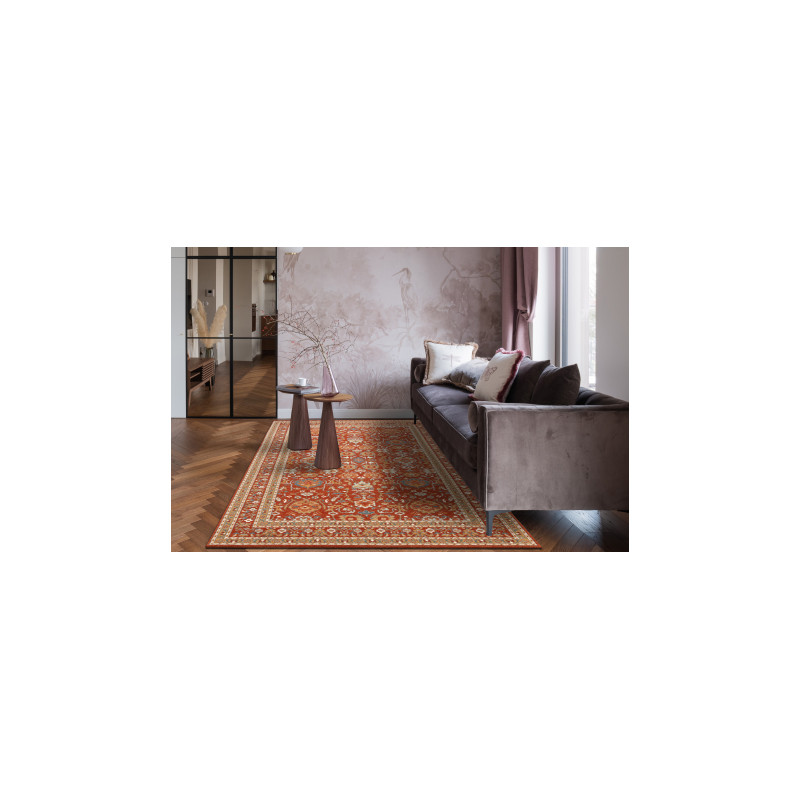 Dywan SOHO 477.26.LA300 wełniany OSTA - Ornament, ramka naturalny terakota / beż  80x160cm