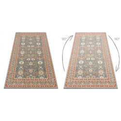 Dywan SOHO 477.26.LA500 wełniany OSTA - Ornament, ramka naturalny niebieski / terakota 200x300cm