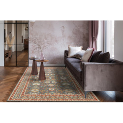 Dywan SOHO 477.26.LA500 wełniany OSTA - Ornament, ramka naturalny niebieski / terakota 200x300cm