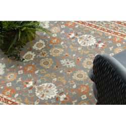 Dywan SOHO 477.26.LA500 wełniany OSTA - Ornament, ramka naturalny niebieski / terakota 200x300cm
