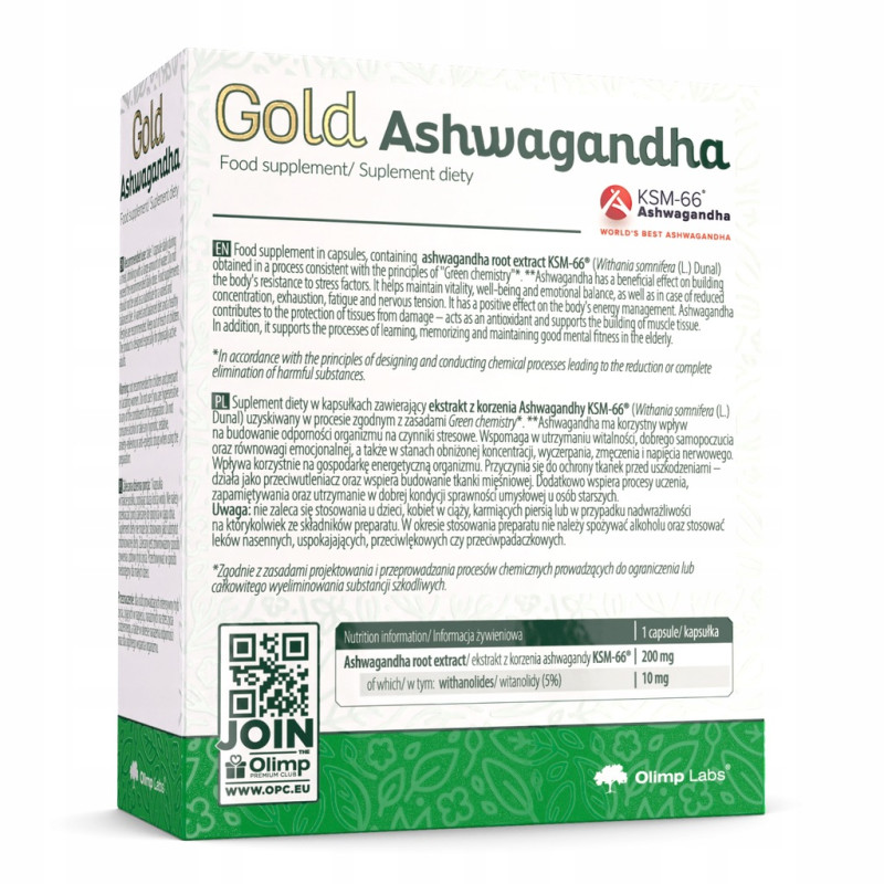 OLIMP Gold Ashwagandha KSM 60kap ŻEŃ-SZEŃ INDYJSKI ADAPTOGEN NA STRES OLIMP Gold Ashwagandha KSM 60kap ŻEŃ-SZEŃ INDYJSKI ADAPTOGEN NA STRES