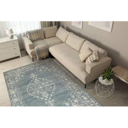 Dywan ABBY 486.10.LA500 wełniany OSTA - Ornament, ramka klasyczny niebieski / beż 200x300cm