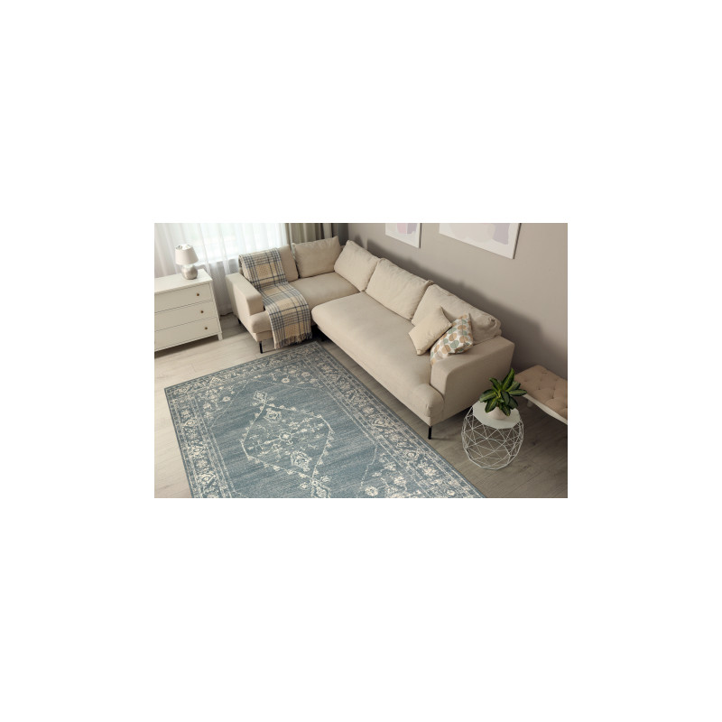 Dywan ABBY 486.10.LA500 wełniany OSTA - Ornament, ramka klasyczny niebieski / beż 200x300cm