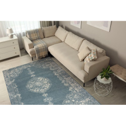 Dywan ABBY 486.24.LA500 wełniany OSTA - Ornament, ramka klasyczny niebieski / beż 200x300cm