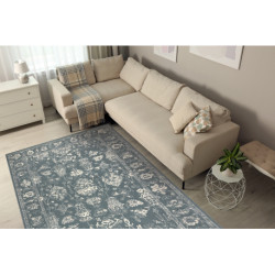 Dywan ABBY 486.25.LA500 wełniany OSTA - Ornament, ramka klasyczny niebieski / beż 200x300cm