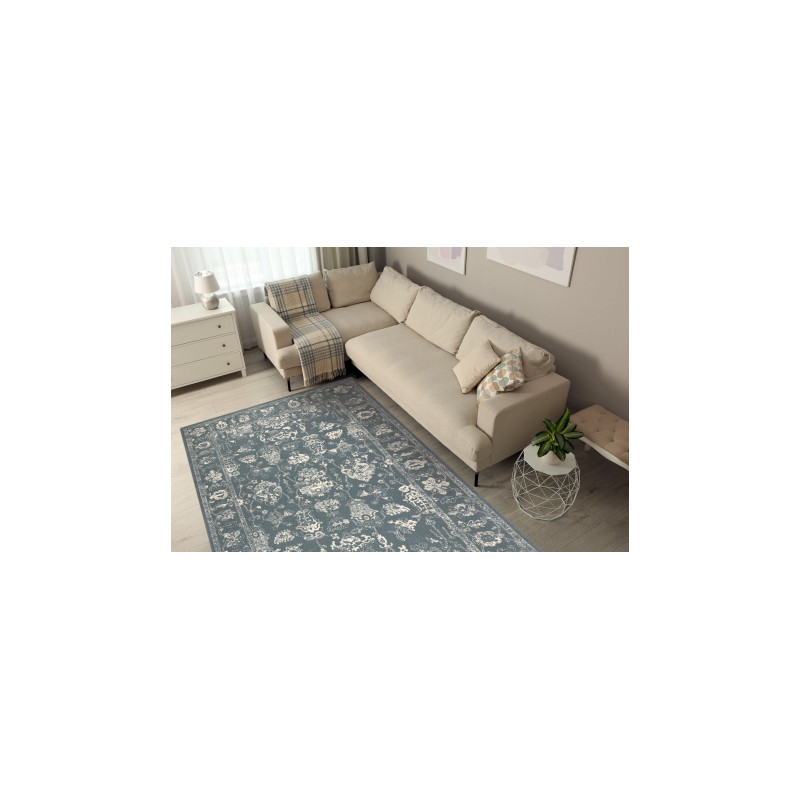 Dywan ABBY 486.25.LA500 wełniany OSTA - Ornament, ramka klasyczny niebieski / beż 200x300cm