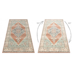 Dywan SOHO 477.10.LA000 wełniany OSTA - Ornament, rozeta naturalny terakota / zielony 200x300cm