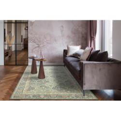 Dywan SOHO 477.27.LA500 wełniany OSTA - Romby, ramka geometryczny naturalny zielony / niebieski 200x300cm