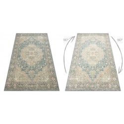 Dywan SOHO 477.01.LA502 wełniany OSTA - Ornament, rozeta naturalny zielony / niebieski 200x300cm