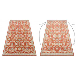 Dywan SOHO 477.07.LA300 wełniany OSTA - Kwiaty, ramka naturalny terakota / niebieski 160x240cm