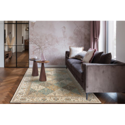 Dywan SOHO 477.27.LA990 wełniany OSTA - Romby, ramka geometryczny naturalny beż / zielony  240x340cm