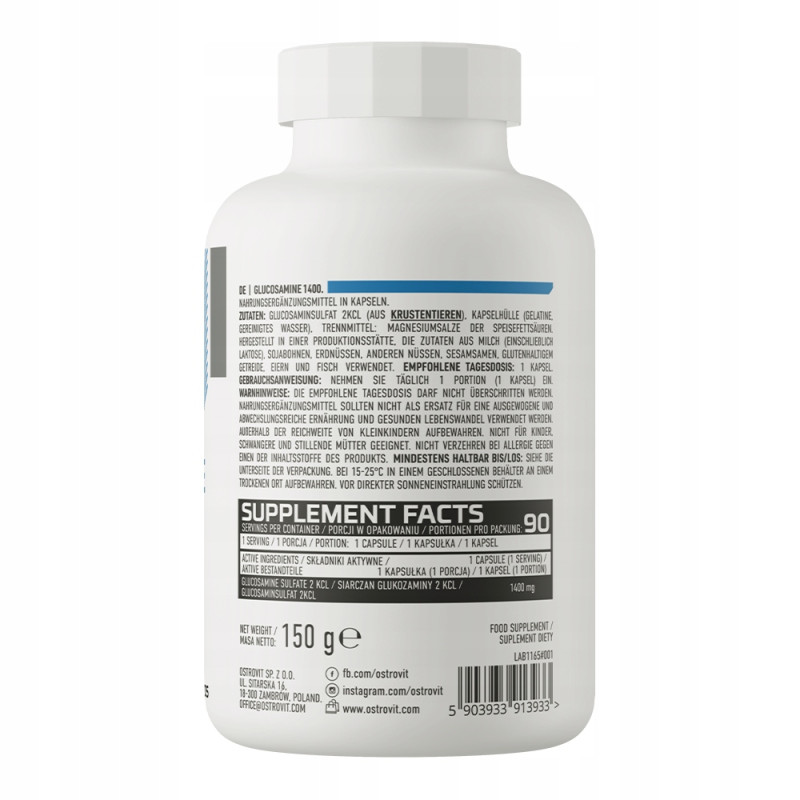 OstroVit Glukozamina 1400 mg SIARCZAN GLUKOZAMINY 2KCL 90 kaps OstroVit Glukozamina 1400 mg SIARCZAN GLUKOZAMINY 2KCL 90 kaps