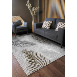Dywan ALLURE 8752 Liście Palmy - Strukturalny, stylowy, glamour szary / złoty 240x330cm