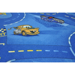 Dywan Dziecięcy Cars 77 Niebieski Drogi Uliczki Auta Dla Chłopca 200x400cm