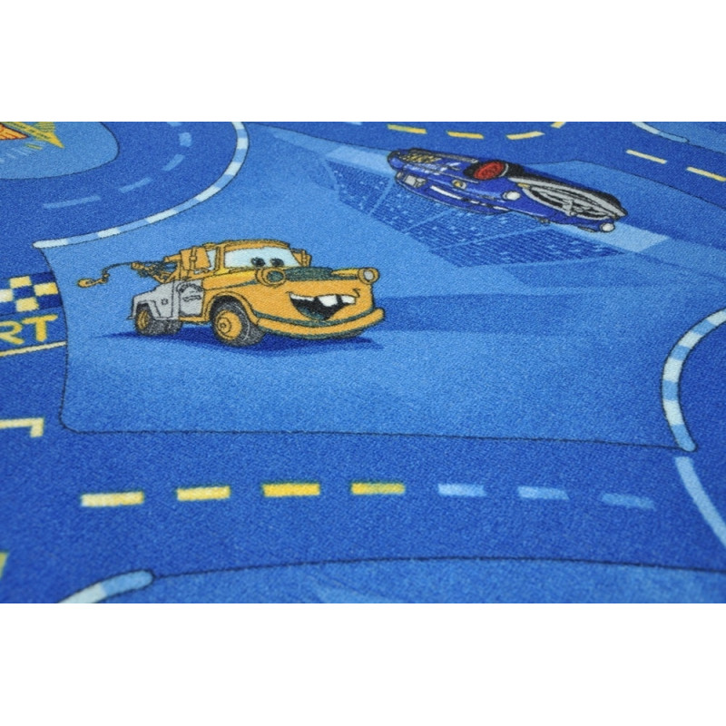Dywan Dziecięcy Cars 77 Niebieski Drogi Uliczki Auta Dla Chłopca 200x400cm