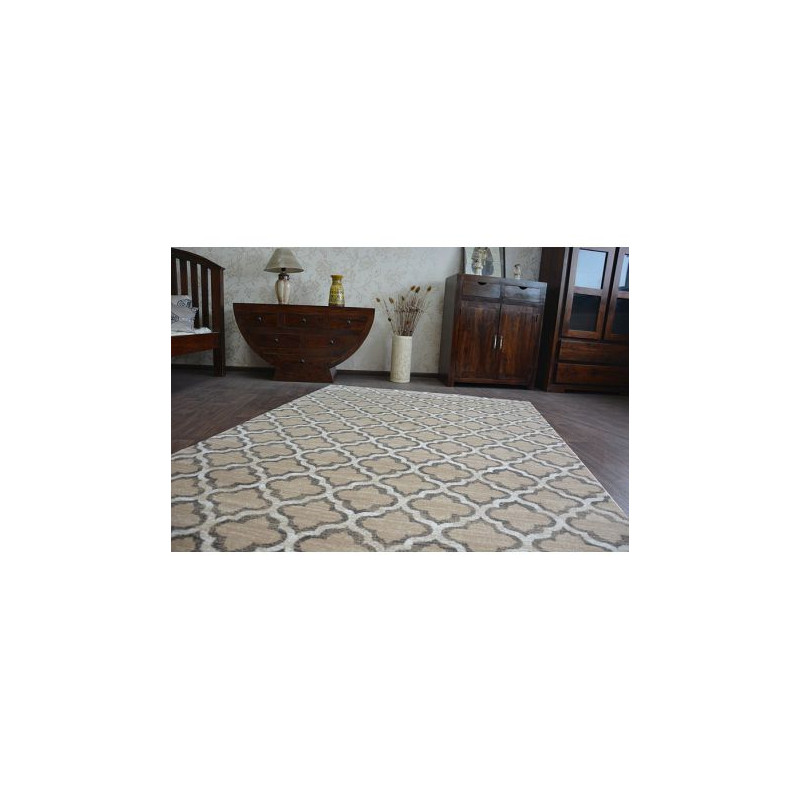 Dywan ARGENT - W4030 Koniczyna Marokańska Trellis Beżowy 160x220cm Dywan ARGENT - W4030 Koniczyna Marokańska Trellis Beżowy 160x220cm