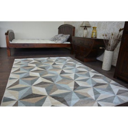 Dywan ARGENT - W6096 Trójkąty Beżowy / Niebieski 160x220cm Dywan ARGENT - W6096 Trójkąty Beżowy / Niebieski 160x220cm