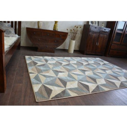 Dywan ARGENT - W6096 Trójkąty Beżowy / Niebieski 160x220cm Dywan ARGENT - W6096 Trójkąty Beżowy / Niebieski 160x220cm