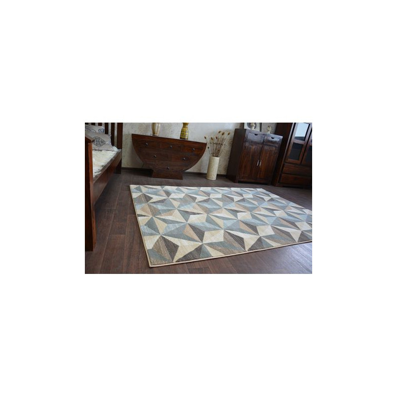 Dywan ARGENT - W6096 Trójkąty Beżowy / Niebieski 160x220cm Dywan ARGENT - W6096 Trójkąty Beżowy / Niebieski 160x220cm