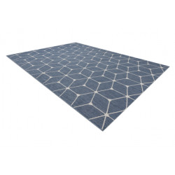 Dywan SZNURKOWY SIZAL FLAT 48721/591 KOSTKI 3D niebieski 140x200cm