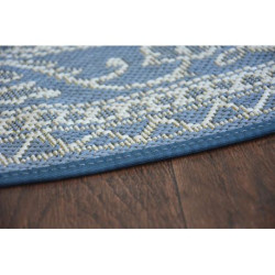 Dywan koło SZNURKOWY SIZAL FLAT 48691/591 WITRAŻ KWIATY niebieski koło 120cm