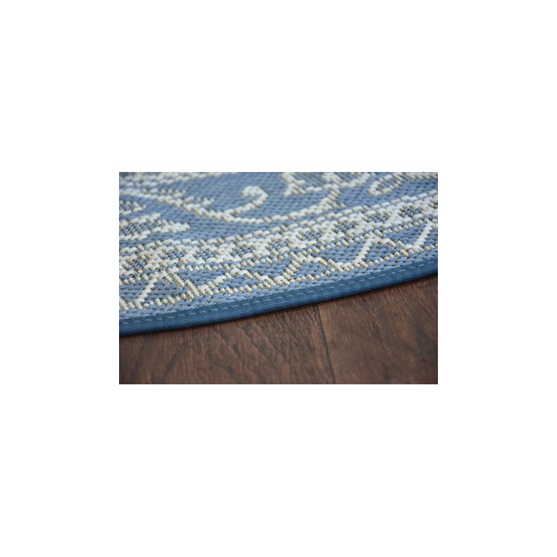 Dywan koło SZNURKOWY SIZAL FLAT 48691/591 WITRAŻ KWIATY niebieski koło 120cm Dywan koło SZNURKOWY SIZAL FLAT 48691/591 WITRAŻ KWIATY niebieski koło 120cm