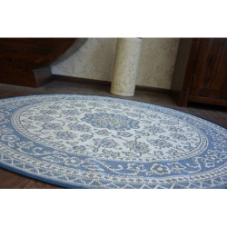 Dywan koło SZNURKOWY SIZAL FLAT 48691/591 WITRAŻ KWIATY niebieski koło 120cm Dywan koło SZNURKOWY SIZAL FLAT 48691/591 WITRAŻ KWIATY niebieski koło 120cm