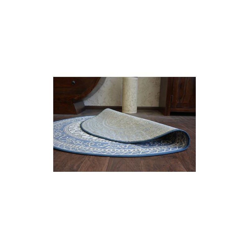 Dywan koło SZNURKOWY SIZAL FLAT 48691/591 WITRAŻ KWIATY niebieski koło 120cm Dywan koło SZNURKOWY SIZAL FLAT 48691/591 WITRAŻ KWIATY niebieski koło 120cm