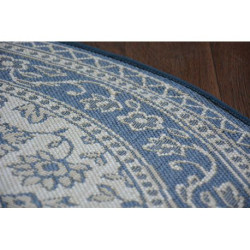 Dywan koło SZNURKOWY SIZAL FLAT 48691/591 WITRAŻ KWIATY niebieski koło 120cm Dywan koło SZNURKOWY SIZAL FLAT 48691/591 WITRAŻ KWIATY niebieski koło 120cm