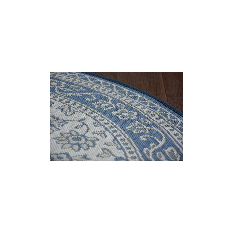 Dywan koło SZNURKOWY SIZAL FLAT 48691/591 WITRAŻ KWIATY niebieski koło 120cm Dywan koło SZNURKOWY SIZAL FLAT 48691/591 WITRAŻ KWIATY niebieski koło 120cm