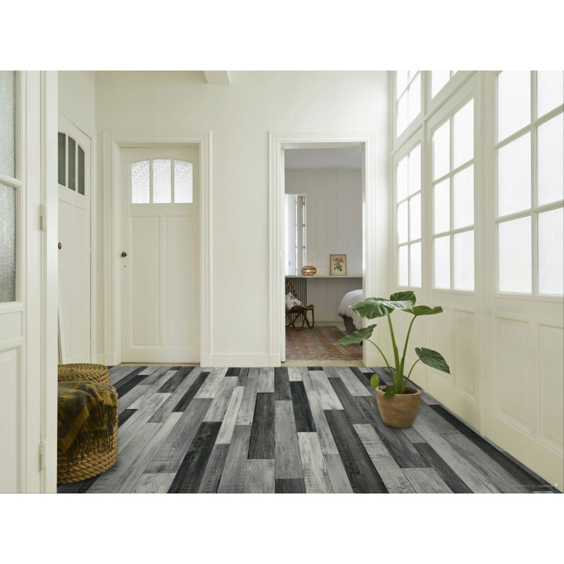 Wykładzina PCV 2m PLAZA Cuban Oak 909M Szaro Srebrna Imitacja Paneli