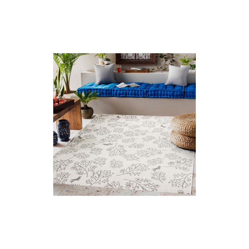 Dywan SZNURKOWY SIZAL FLAT 48774/367 Listki Ptaszki krem szary 160x230cm Dywan SZNURKOWY SIZAL FLAT 48774/367 Listki Ptaszki krem szary 160x230cm
