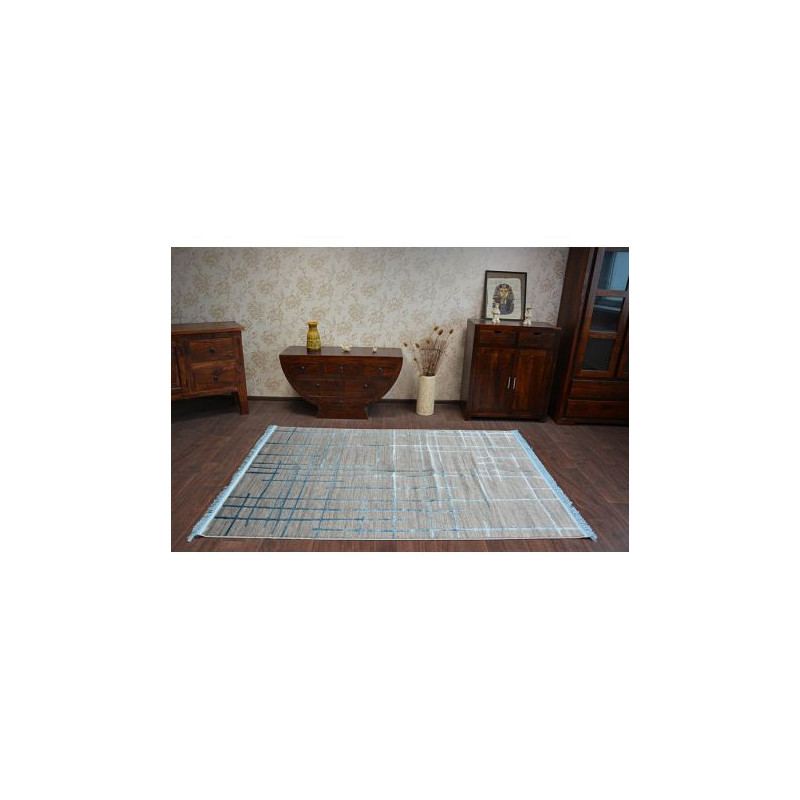 Dywan AKRYL MANYAS 191AA Szary/Niebieski frędzle 80x150cm Dywan AKRYL MANYAS 191AA Szary/Niebieski frędzle 80x150cm