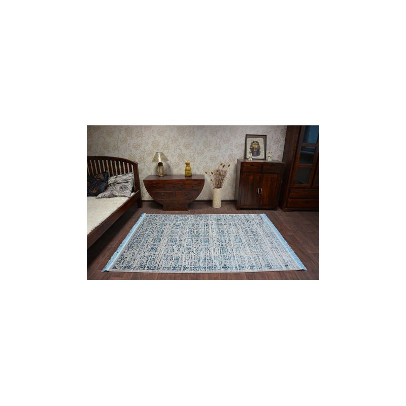 Dywan AKRYL MANYAS 193AA Szary/Niebieski frędzle 80x150cm Dywan AKRYL MANYAS 193AA Szary/Niebieski frędzle 80x150cm