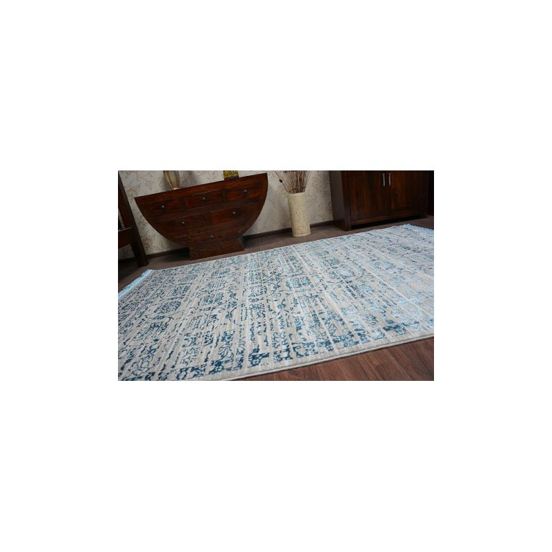 Dywan AKRYL MANYAS 193AA Szary/Niebieski frędzle 80x300cm Dywan AKRYL MANYAS 193AA Szary/Niebieski frędzle 80x300cm