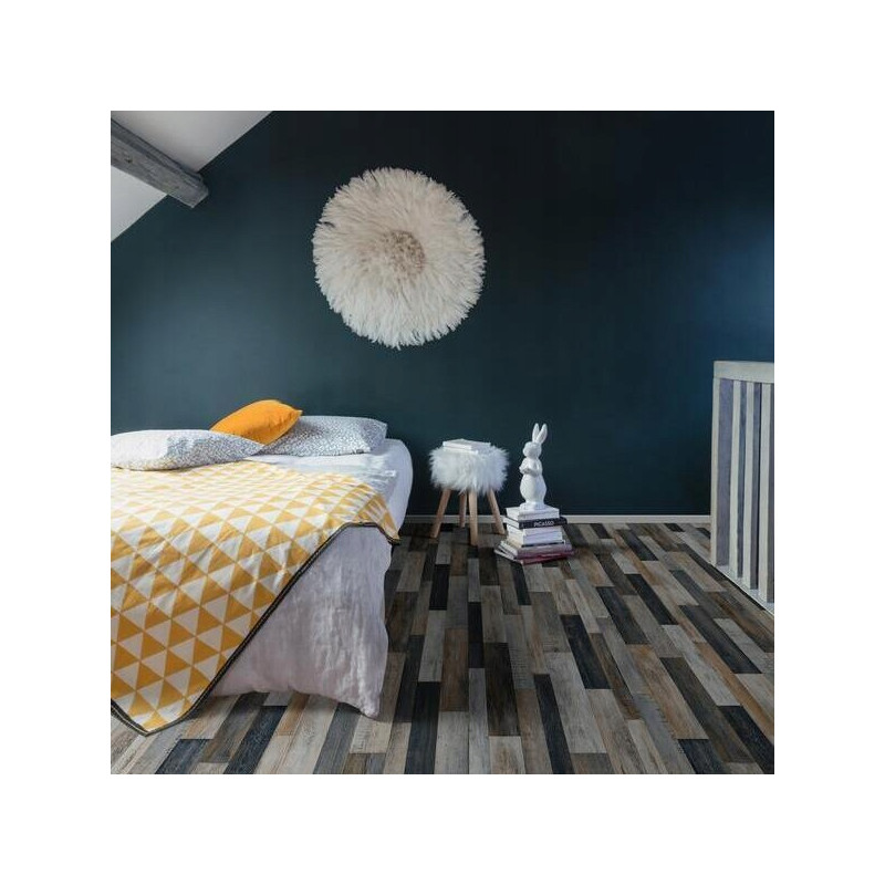 Wykładzina PCV 2m PLAZA Cuban Oak 967M Srebrna Niebieska Brązowa