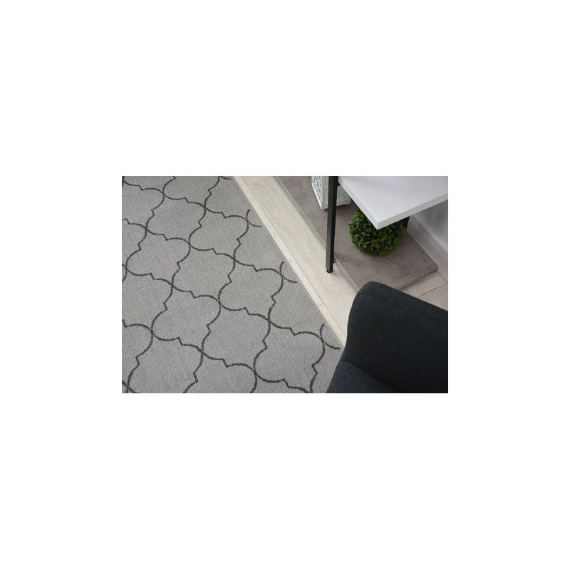 Dywan SENSE Micro 81220 KONICZYNA MAROKAŃSKA srebrny/antracyt TRELLIS 200x290cm