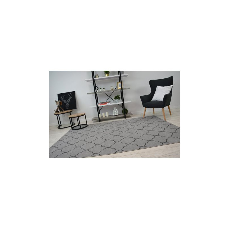 Dywan SENSE Micro 81220 KONICZYNA MAROKAŃSKA srebrny/antracyt TRELLIS 200x290cm