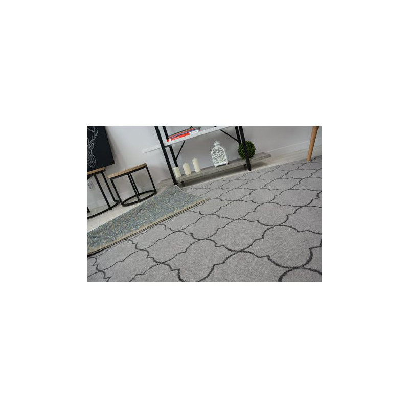 Dywan SENSE Micro 81220 KONICZYNA MAROKAŃSKA srebrny/antracyt TRELLIS 200x290cm