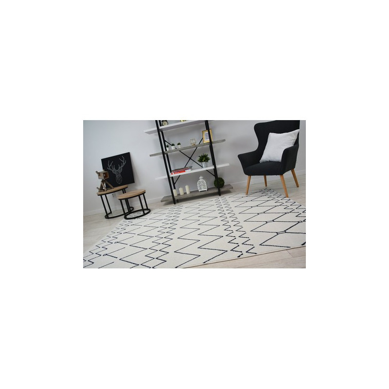 Dywan SENSE Micro 81249 ZYGZAK ETNO biały/niebieski 200x290cm Dywan SENSE Micro 81249 ZYGZAK ETNO biały/niebieski 200x290cm