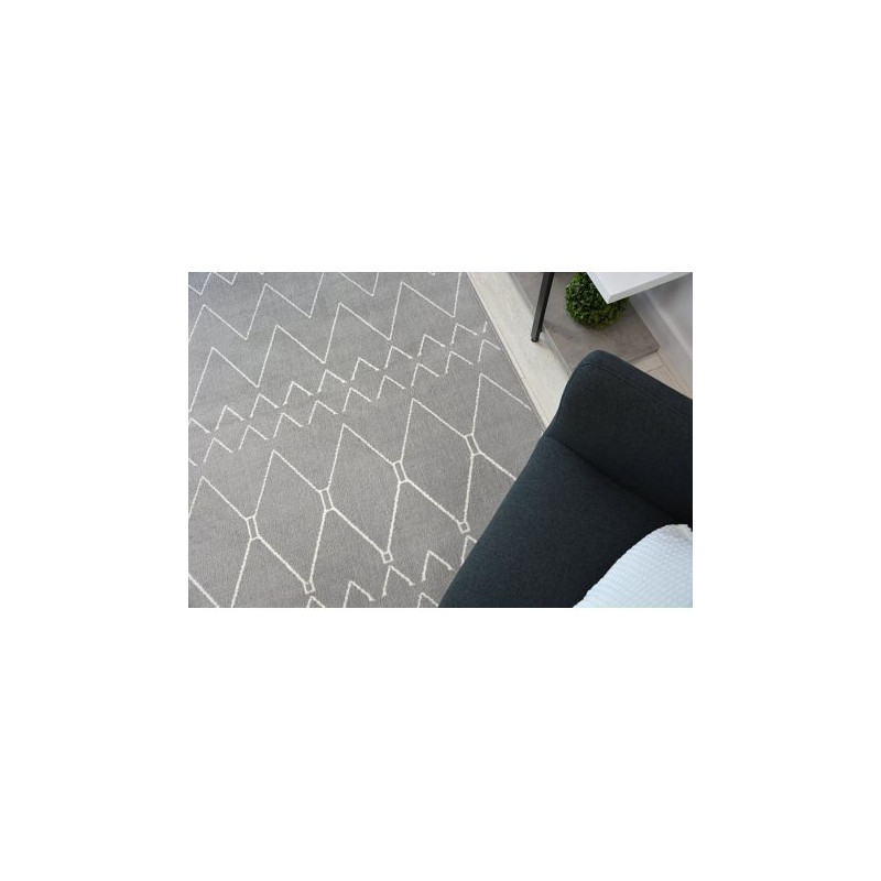 Dywan SENSE Micro 81249 ZYGZAK ETNO srebrny/biały 160x230cm Dywan SENSE Micro 81249 ZYGZAK ETNO srebrny/biały 160x230cm