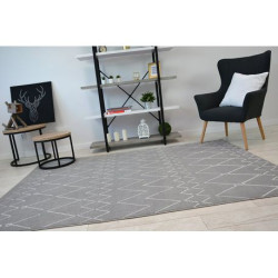 Dywan SENSE Micro 81249 ZYGZAK ETNO srebrny/biały 160x230cm Dywan SENSE Micro 81249 ZYGZAK ETNO srebrny/biały 160x230cm