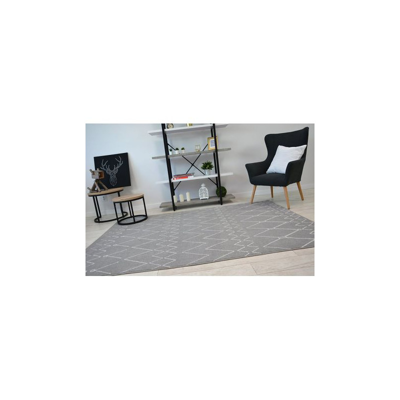 Dywan SENSE Micro 81249 ZYGZAK ETNO srebrny/biały 160x230cm Dywan SENSE Micro 81249 ZYGZAK ETNO srebrny/biały 160x230cm