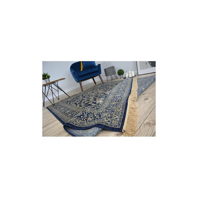 Dywan WINDSOR 22935 ŻAKARD ciemnoniebieski - Kwiaty 120x170cm
