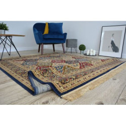Dywan WINDSOR 22937 ROZETY FRĘDZLE tradycyjny ciemnoniebieski  120x170cm