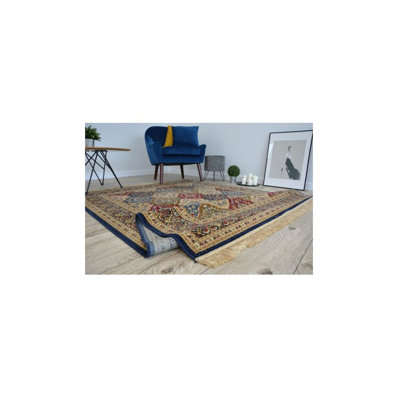 Dywan WINDSOR 22937 ROZETY FRĘDZLE tradycyjny ciemnoniebieski  120x170cm