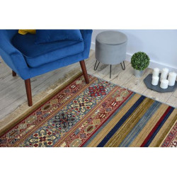 Dywan WINDSOR 22890 ETNIC FRĘDZLE niebieski bordo 160x230cm